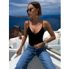 Černý elegantní letní top FLARISA na špagetová ramínka