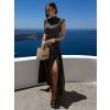 Khaki elegantní dlouhé midi šaty ALSERA
