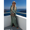 Khaki mušelínové dlouhé oversize maxi šaty ALESIA