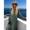Khaki mušelínové dlouhé oversize maxi šaty ALESIA