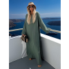 Khaki mušelínové dlouhé oversize maxi šaty ALESIA