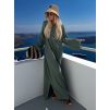 Khaki mušelínové dlouhé oversize maxi šaty ALESIA