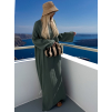 Khaki mušelínové dlouhé oversize maxi šaty ALESIA