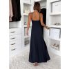 Tmavě modré dlouhé letní elegantní šaty DURENY na ramínka