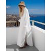 Bílé dlouhé basic oversized  bavlněné maxi košilové šaty FLARETA