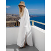 Bílé dlouhé basic oversized bavlněné maxi košilové šaty FLARETA