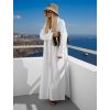 Bílé dlouhé basic oversized  bavlněné maxi košilové šaty FLARETA