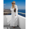 Bílé dlouhé basic oversized bavlněné maxi košilové šaty FLARETA