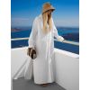 Bílé dlouhé basic oversized  bavlněné maxi košilové šaty FLARETA