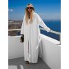 Bílé dlouhé basic oversized  bavlněné maxi košilové šaty FLARETA