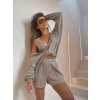 Hnědý vlněný letní elegantní třídílný komplet ITALIAN