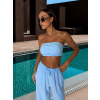 Světle modrý mušelínový letní crop top BALEEN pás přes prsa