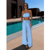 Světle modrý mušelínový letní crop top BALEEN pás přes prsa