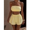 Žlutý mušelínový krátký crop top BALEEN pás přes prsa