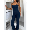 Modrý džínový dlouhý denim overal CARYNA na ramínka