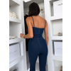 Modrý džínový dlouhý denim overal CARYNA na ramínka