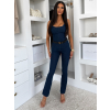 Modrý džínový dlouhý denim overal CARYNA na ramínka