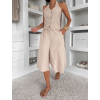 Béžové lněné stylové culottes kalhoty ILUMINA