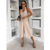 Béžové lněné stylové culottes kalhoty ILUMINA