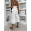 Bílé lněné volné culottes kalhoty ILUMINA