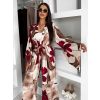 Krémový květovaný zavazovací dlouhý cardigan PORTYS