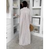 Béžové pruhované dlouhé oversized bavlněné maxi košilové šaty FLARETA