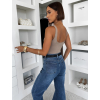 Hnědé elastické basic body ELYRO s výstřihem