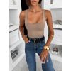 Hnědé elastické basic body ELYRO s výstřihem