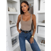 Hnědé elastické basic body ELYRO s výstřihem
