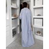 Modré pruhované dlouhé basic oversized bavlněné košilové šaty FLARETA