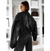 Černá stylová oversized biker koženková bunda LILOURA