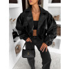 Černá stylová oversized biker koženková bunda LILOURA
