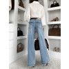 Modré stylové wide leg široké džíny LUNAVELLE s vysokým pasem