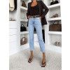 Světle modré basic mom fit džíny ELIVORA s vysokým pasem