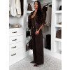 Tmavě hnědé basic wide leg široké džíny VALUNETTE