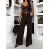 Tmavě hnědé basic wide leg široké džíny VALUNETTE