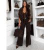 Tmavě hnědé basic wide leg široké džíny VALUNETTE s vysokým pasem