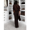 Tmavě hnědé basic wide leg široké džíny VALUNETTE