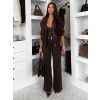 Tmavě hnědé basic wide leg široké džíny VALUNETTE s vysokým pasem