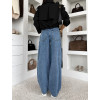 Modré wide leg basic široké džíny NUVELLY