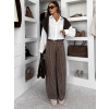 Hnědé pruhované široké wide leg džíny CHROCHOT