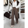 Hnědé pruhované široké wide leg džíny CHROCHOT