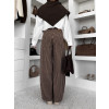 Hnědé pruhované široké wide leg džíny CHROCHOT