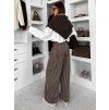 Hnědé pruhované široké wide leg džíny CHROCHOT s vysokým pasem