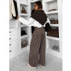 Hnědé pruhované široké wide leg džíny CHROCHOT