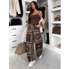 Hnědé trendy široké wide leg džíny POPPYA