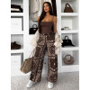 Hnědé trendy široké wide leg džíny POPPYA