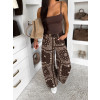 Hnědé trendy široké wide leg džíny POPPYA