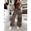 Hnědé trendy široké wide leg džíny POPPYA
