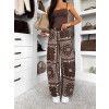 Hnědé trendy široké wide leg džíny POPPYA s vysokým pasem
